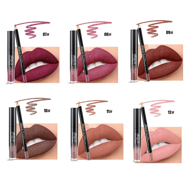 2 шт./компл. жидкая матовая помада губы карандаш стойкий макияж водостойкая Mate Lip