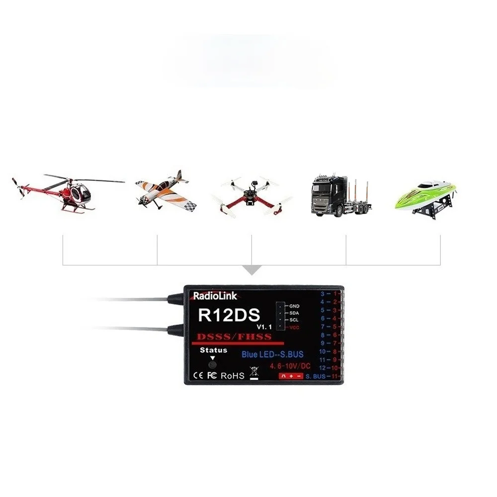 Двойная антенна RadioLink R12DS 2 4 ГГц 12CH DSSS и приемник FHSS для передатчика AT9S AT10 AT10II с