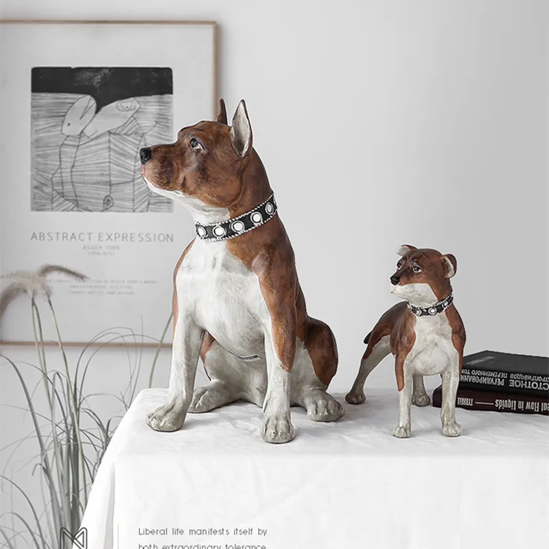 

CREATIVE BULLDOG ART SCULPTURE RETRO DOG STATUE ANIMAL ORNAMENTS RESIN CRAFT AMERICAN MODERN HOME DECORATION FURNISHINGS R4453
