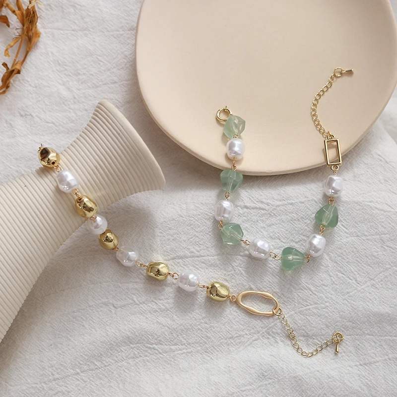 

JUHU Fashion Elegant Pearl Charm Bracelets For Women Gold Color Chain Bracelet Jewelry