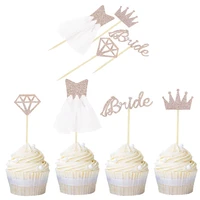 816pcs rose gold glitter bride to be diamond wedding dress cupcake toppers bridal shower wedding bachelorette party diy decor