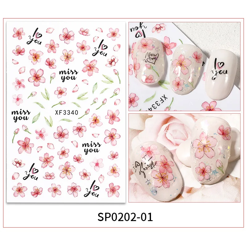 

New 1pc Nail Art Peach Blossom Plum Red Rose Dried Flower Painting Series Color DIY Nail Art Sticker Slider Accessory Decoration