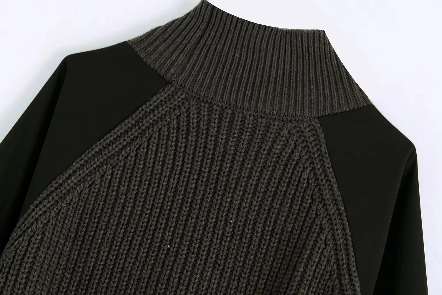 Womens Patchwork Green Sweaters Long Sleeve Causal Knit Pullover Stylish Vintage Zoravicky Jumpers Chic Za Top |