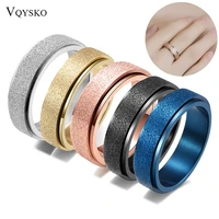 multi color 6mm sandblasting stainless steel spinner ring for women men stress release rotatable bands casual tail rings fashion
