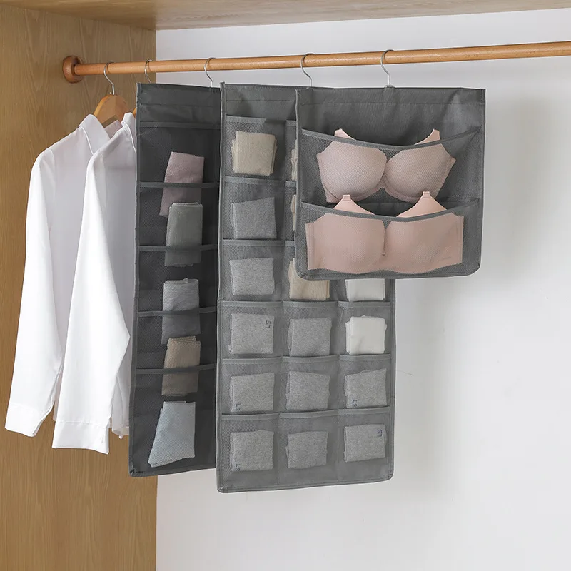 

Double-sided Mesh Wardrobe Storage Hanging Organizers For Underwear Bra Socks Necktie Folding Closet Clothing Rack Hanger 2021