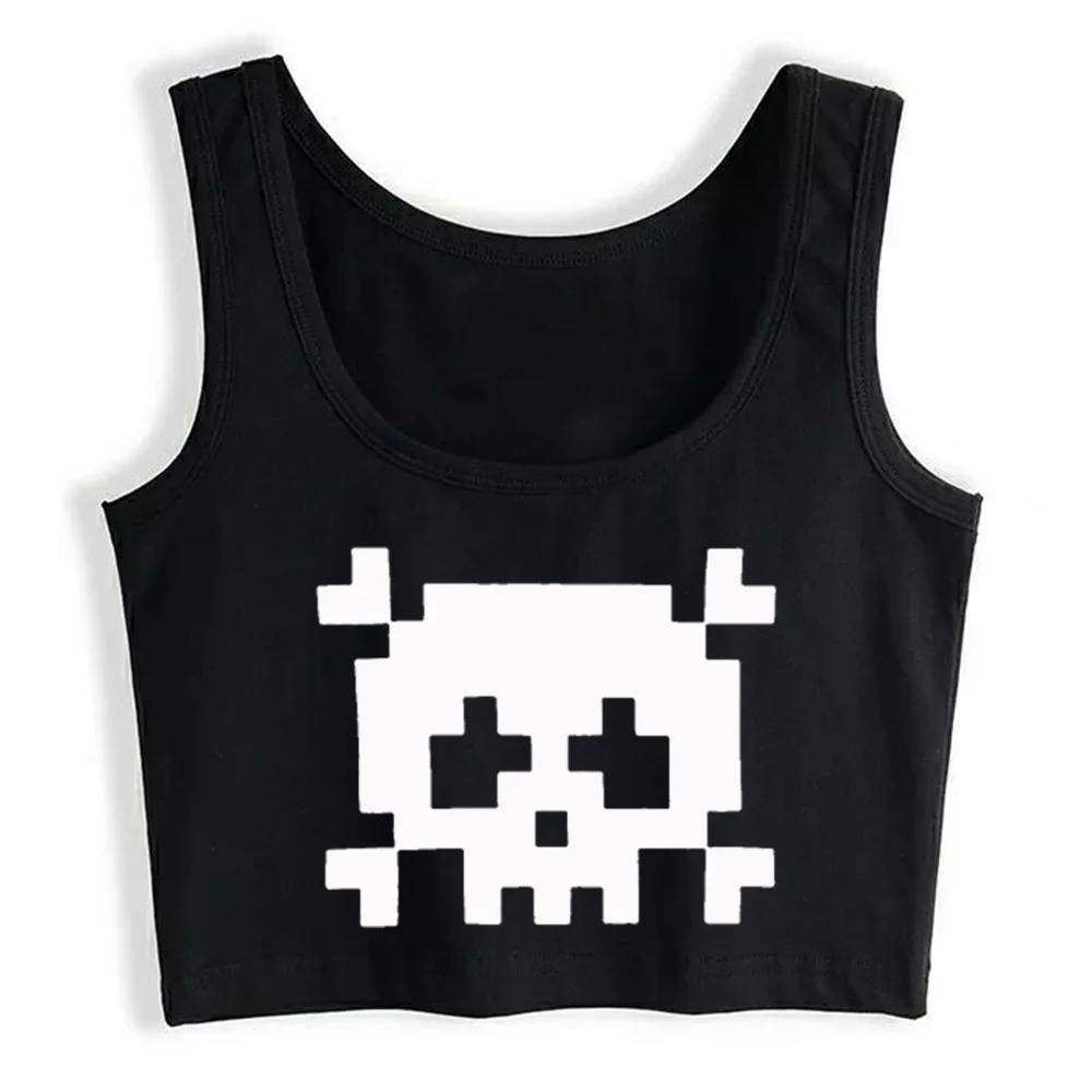 

Crop Top Women Skull Funny Aesthetic Y2k Harajuku Gothic Tank Top Female Clothes