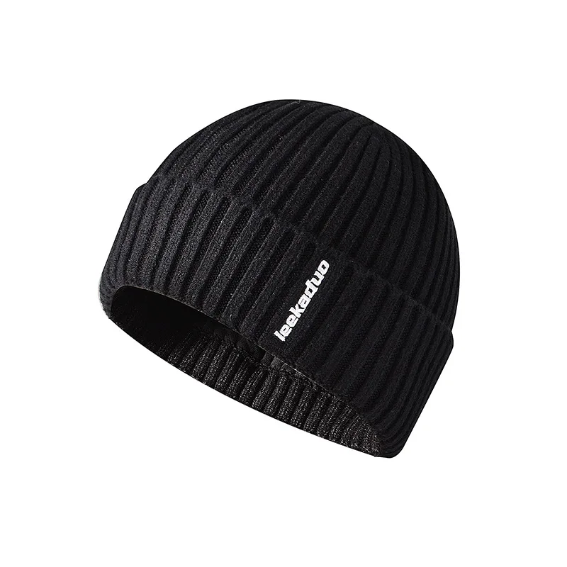

Autumn/winter new adult cap with embroidered flanging dome hat outdoor wool knitted hat cold and warm comfortable