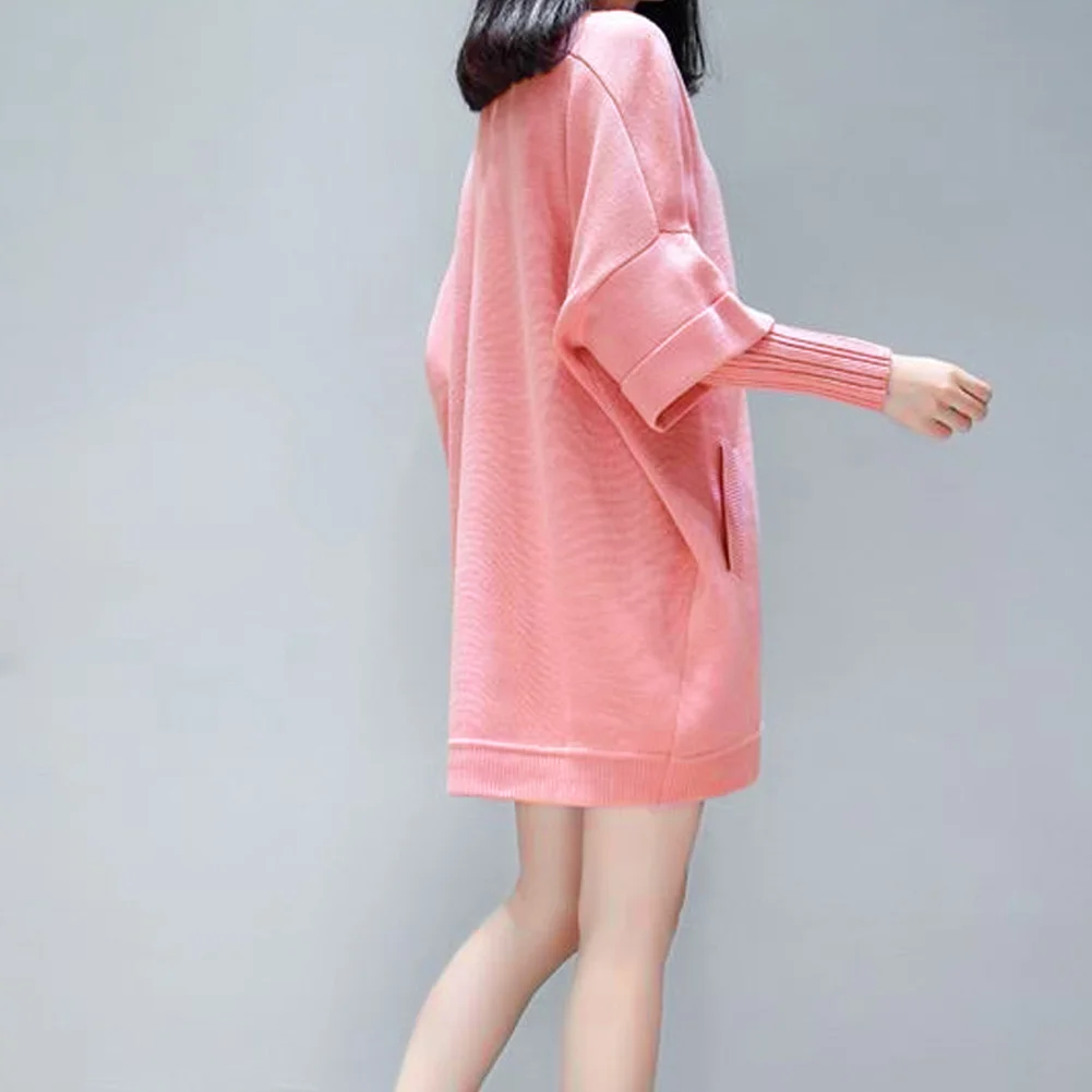 Женское осеннее платье-свитер из двух частей с круглым вырезом и длинными