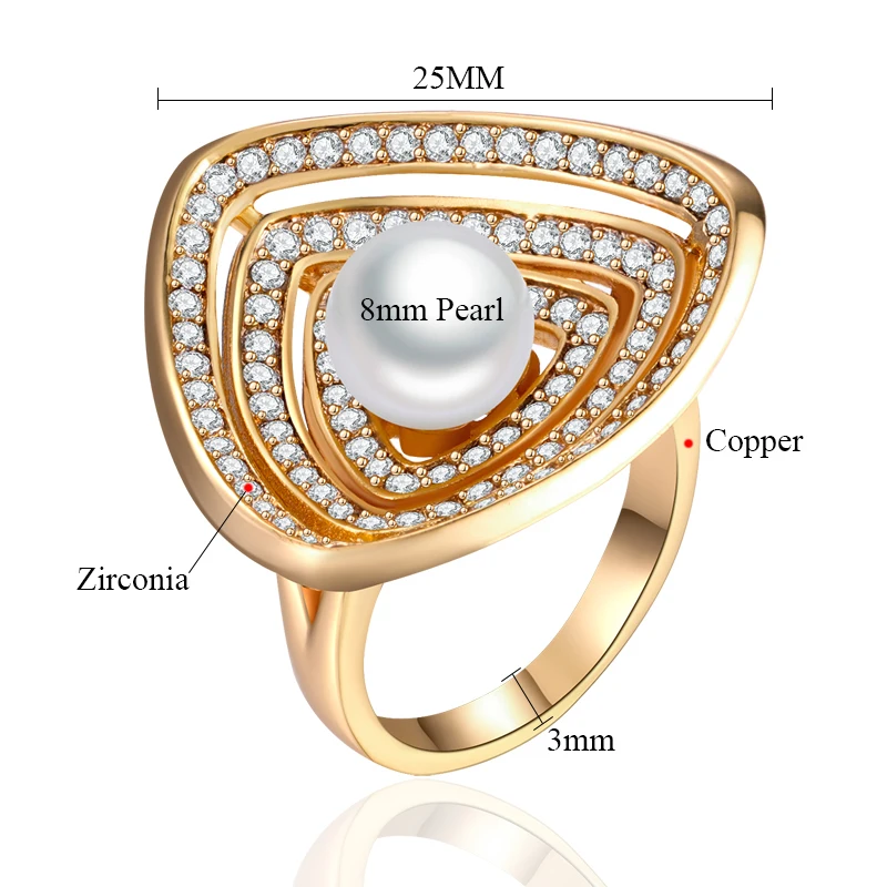 Женское кольцо с фианитом MAIKALE большое золотым драгоценным камнем подарочное