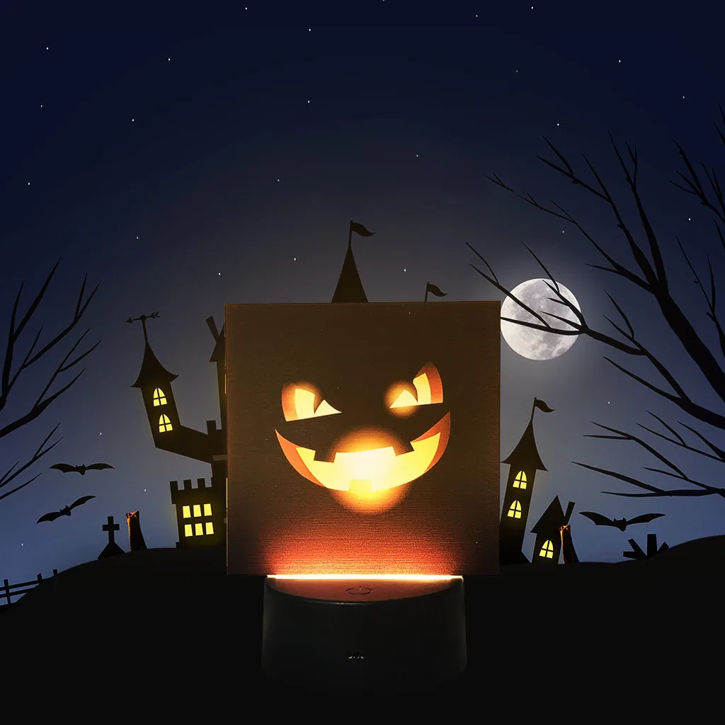 Хэллоуин тыква летучая мышь узор светильник свет сцена макет реквизит ночное