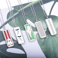stainless steel square magnetic aromatherapy diffuser necklace jewelry perfume locket pendant essential oil locket necklace