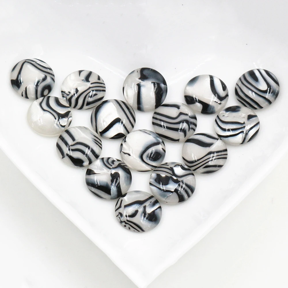 

New Fashion 40pcs 12mm zebra Style Color Flat Back Resin Cabochons Cameo G7-42