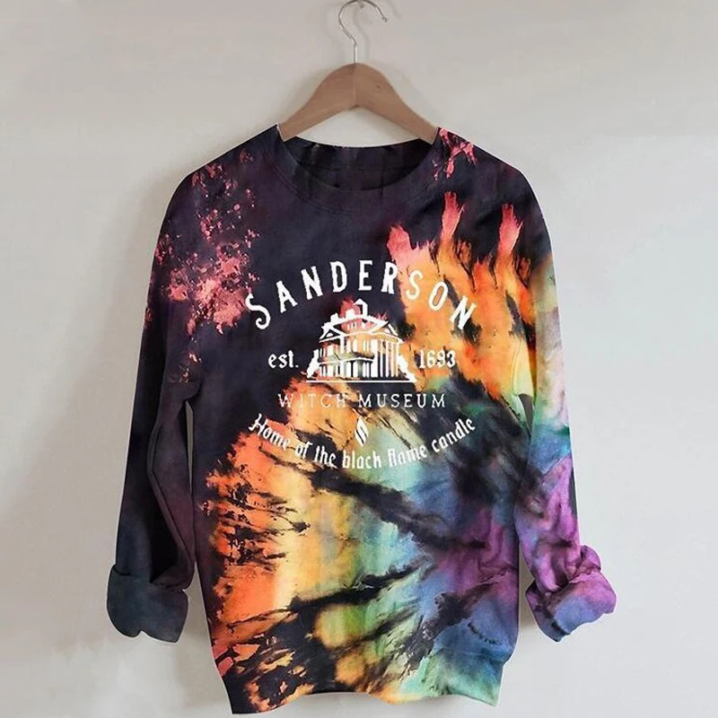 

Tie Dye Letter Print Oversized Sweatshirt Women Vintage Harajuku Hoodie Loose Pullover O Neck Long Sleeve Fashion Tops Autumn