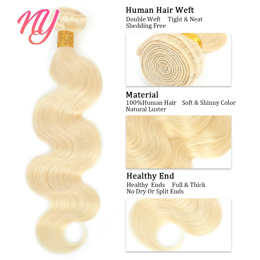 

NY 613 Blonde Body Wave Bundles Closure Remy Hair Raw Hair All Length inches Long Human hair Cheap 1/3/4 Pic for Black Women