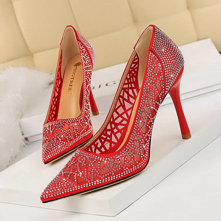 2019 летнее платье Новинка Платье Золушки Туфли с острым носом на высоком тонком