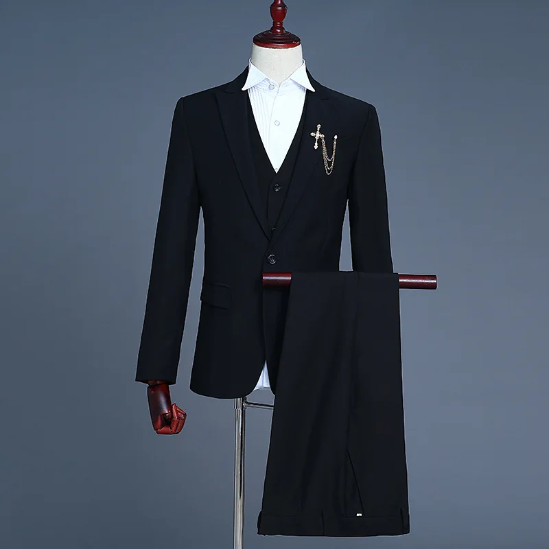 

Men's groom dress vest three-piece performance suit suit host emcee suit color photo theme suit/ wedding suit for men 2021