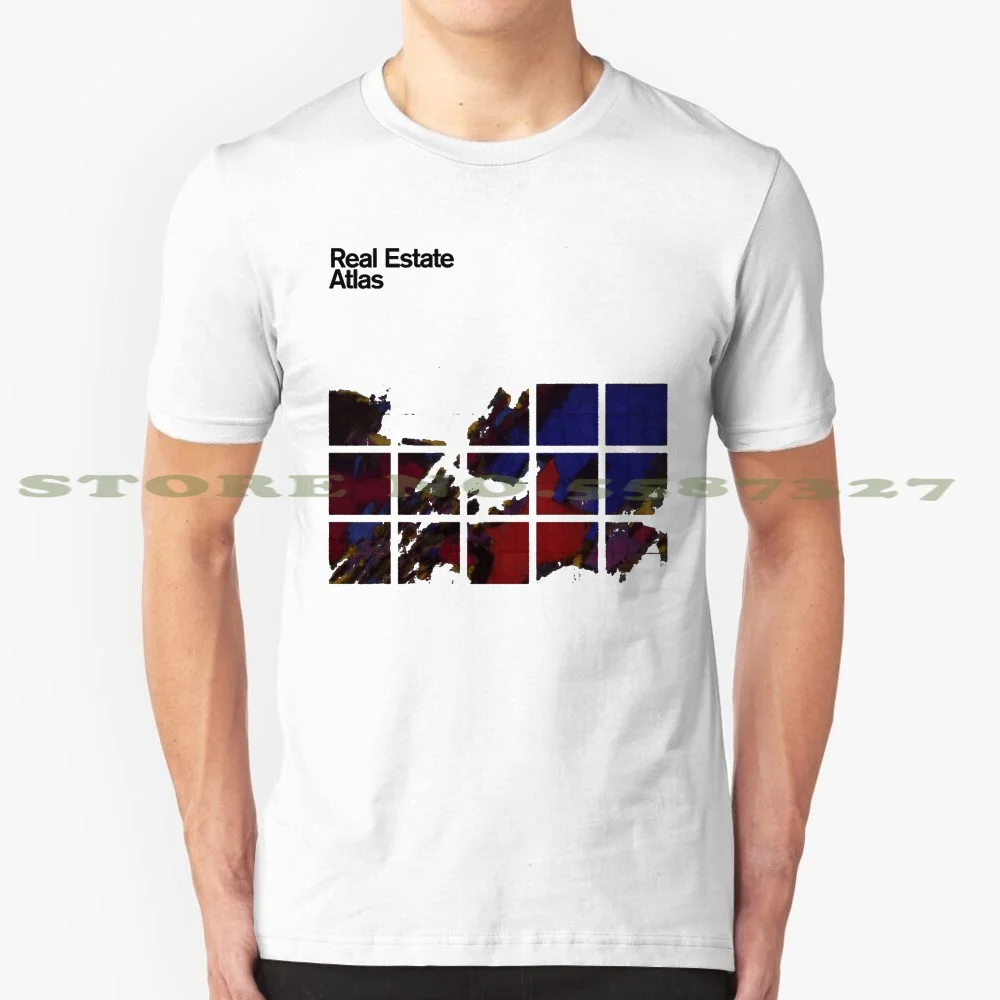 Real Estate Atlas Album Cover Summer Funny T Shirt For Men Women | Мужская одежда