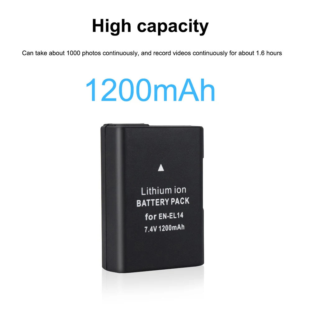 EN EL14 EL14A литий ионный аккумулятор + светодиодный USB двойное зарядное устройство