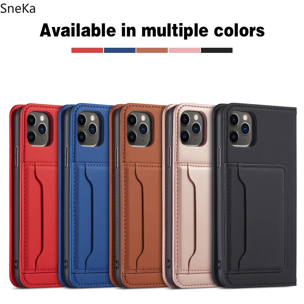

Luxury Wallet Case for Samsung Galaxy Note 20 Ultra S20 Plus Cases Leather Filp Solid Color Card Holder Stand Full Protect Coque
