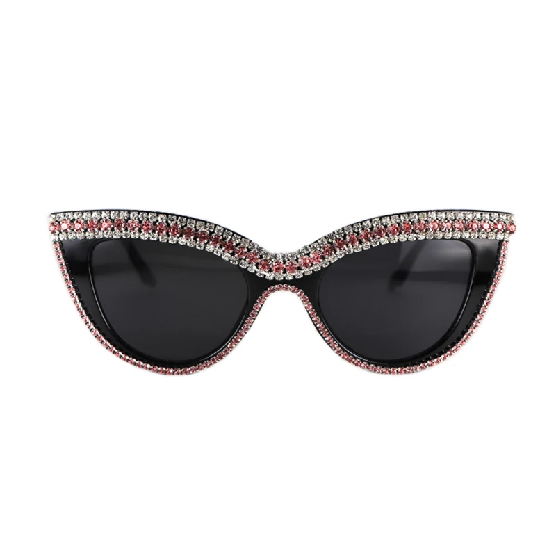 Super Cateyes, винтажные, вдохновленные, модные, с высоким заостренным носком, кошачий глаз, солнцезащитные очки, стразы, блестящие, Кристальные, солнцезащитные очки «кошачий глаз» - Цвет линз: 008