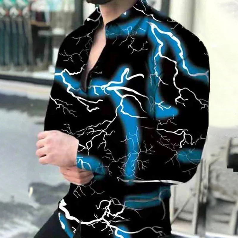 

Рубашка мужская с отложным воротником, модная повседневная однобортная сорочка с принтом, в готическом стиле, для вечеринок