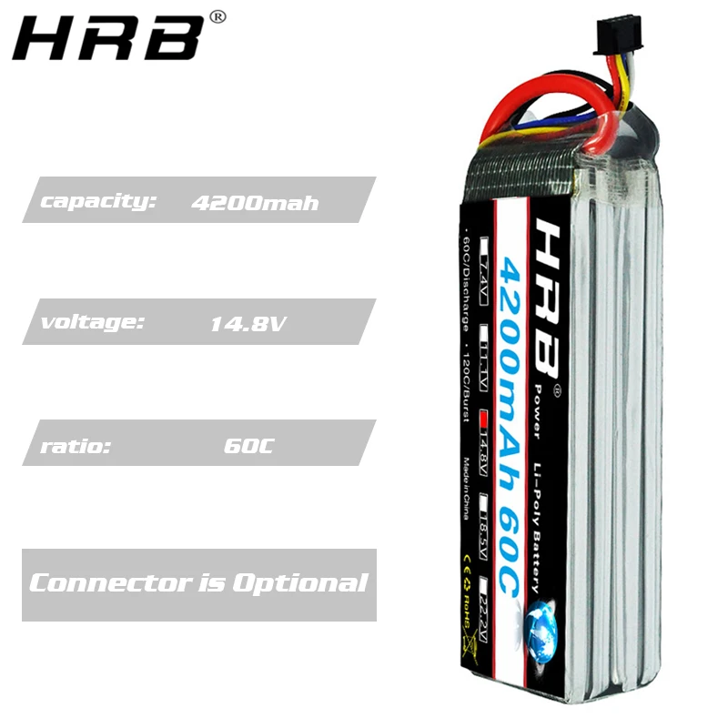 аккумулятор hrb 4s 148 в lipo xt60 1800 2200 мач 2600 мач 3