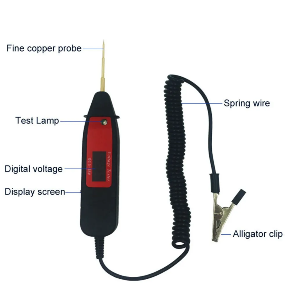Universal 5-48V LCD Digital Automotive Car Circuit Tester Auto Voltage Meter Power Probe Lamp Test Pen with 14inch Spring Cable |
