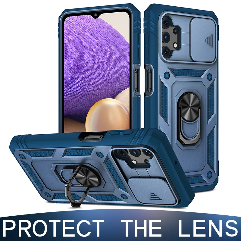 Military Card Armor Case For Samsung Galaxy S21 Ultra S20 FE S10 Plus Protect Lens Cover A72 A52 A42 A32 5G A12 A02 Fundas Coque