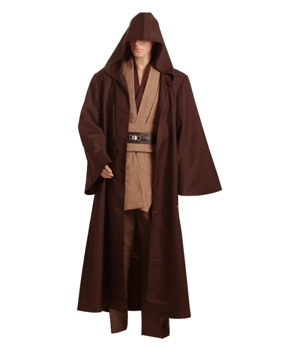 

Stock Adult Men Star cosplay Wars Obi Wan Kenobi Costume Halloween Jedi TUNIC Anakin Cosplay Costume Hooded