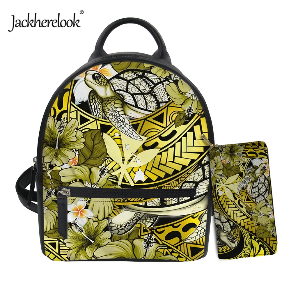 

Jackherelook Womens Backpack Wallet Kanaka Maoli Hawaiian Waves Polynesian Turtle Hibiscus Girls Super Mini Schoolbag Mochila