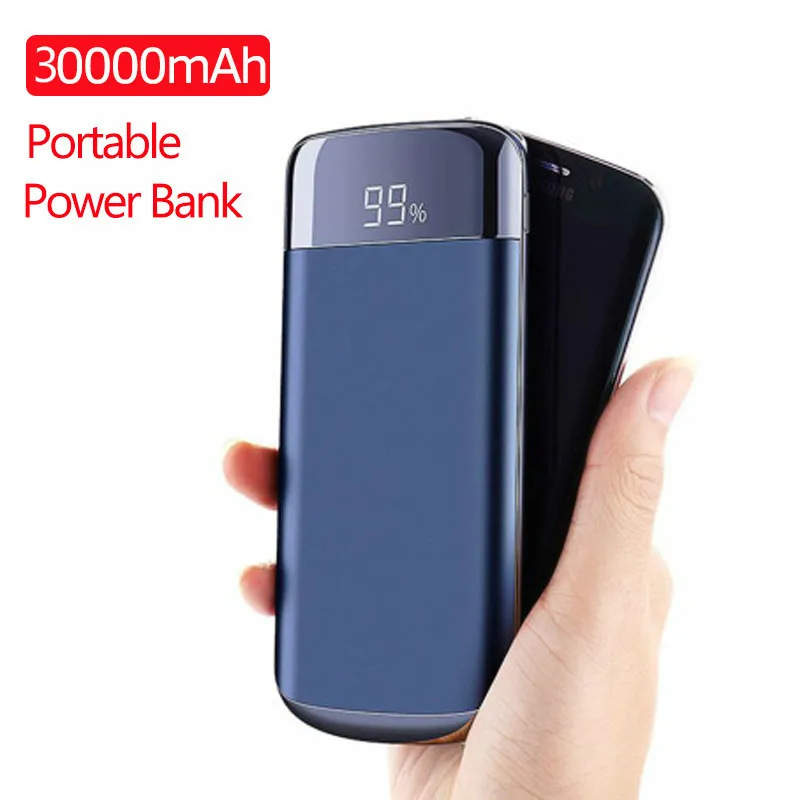 30000 мА/ч Мощность Bank внешняя Батарея повербанк с 2 портами (стандарт светодиодный