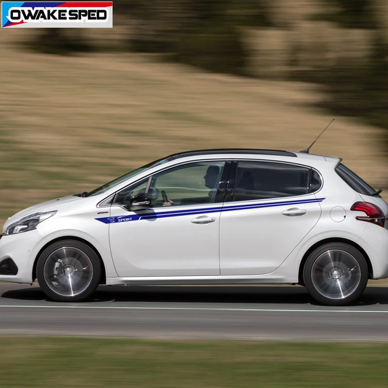 

1 комплект спортивных полосок, полоски на талию для-Peugeot 107 108 2008 308 5008 206 207 гоночный Стайлинг, наклейки на кузова автомобиля, двусторонние накл...
