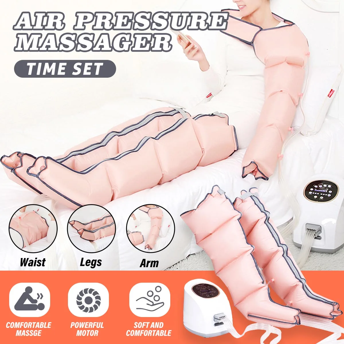 

3 Modes Air Chambers Leg Compression Massager Vibration Infrared Therapy Arm Waist Pneumatic Air Wraps Relax Pain Relief Massage