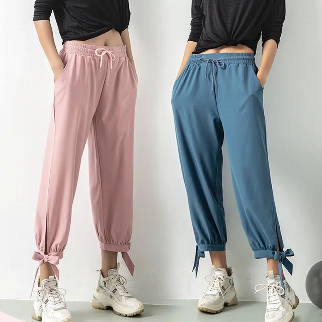 Дышащие штаны для бега с эластичной резинкой на талии Модные свободные брюки