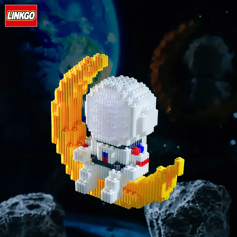 LINKGO модные строительные блоки кирпичи игрушки Дети Луна астронавт 3D Фигурки пазл