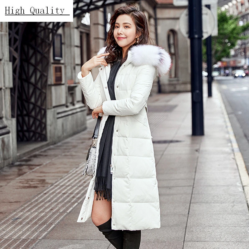 Зимнее пальто женский модный пуховик корейский с капюшоном Длинные куртки +