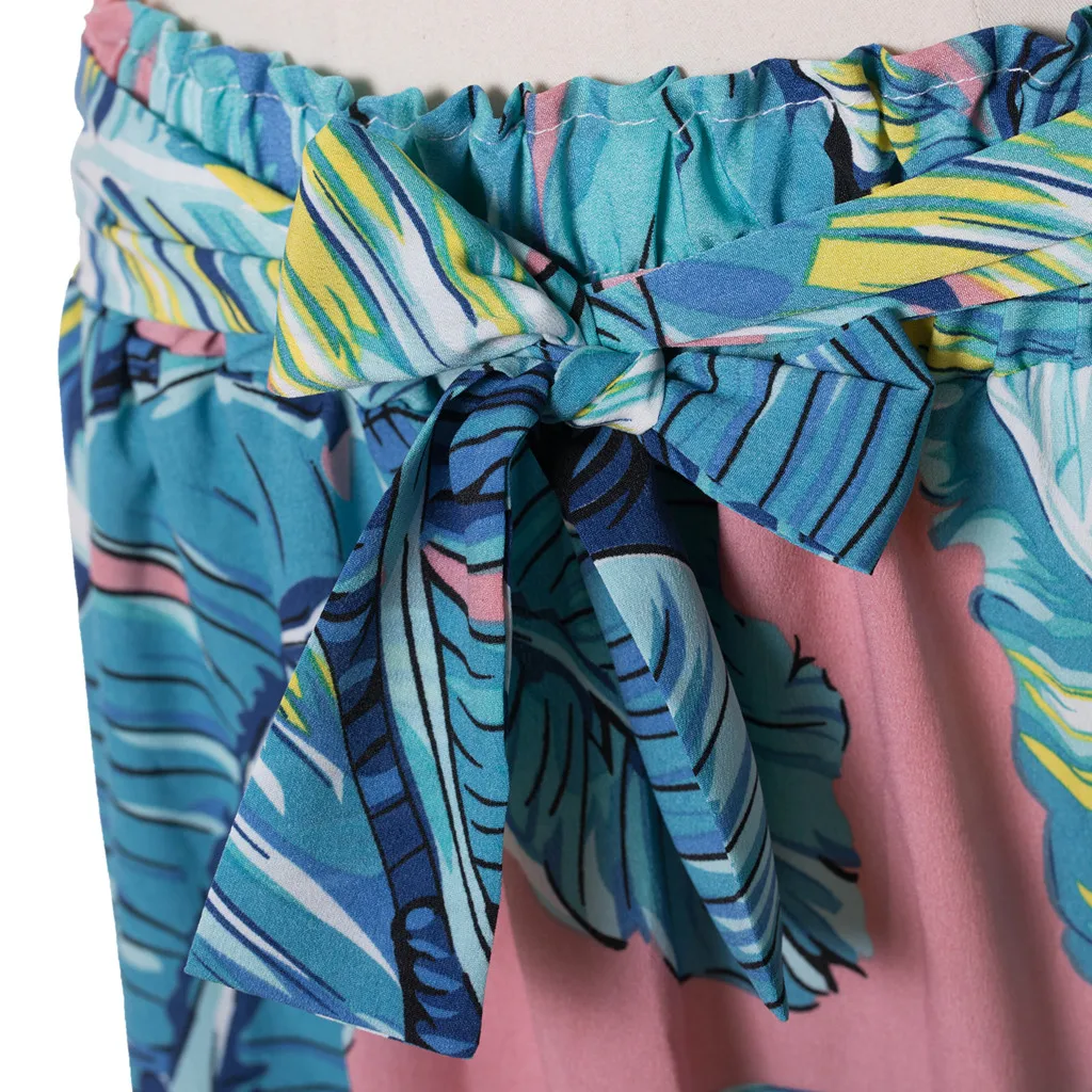 Женская винтажная юбка с принтом банановых листьев Повседневная плиссированная