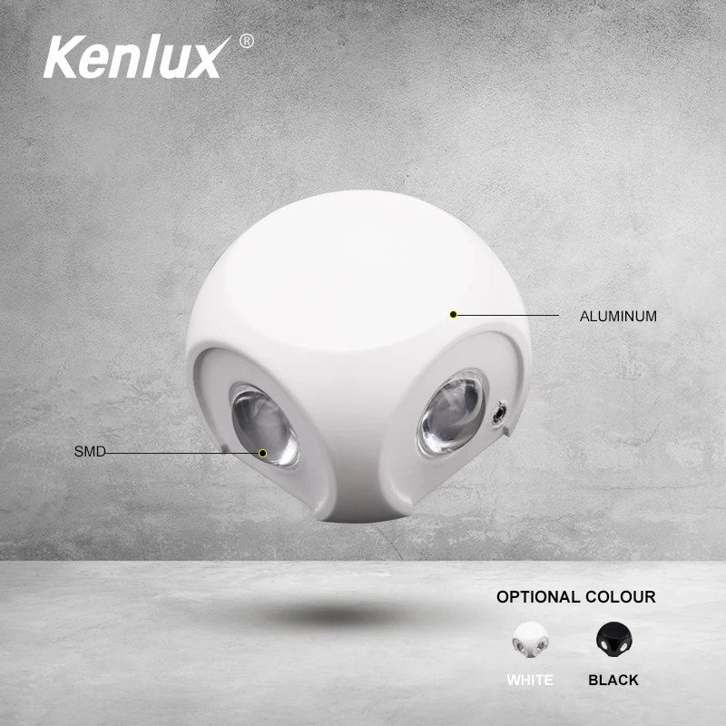 Алюминиевый наружный настенный светильник Kenlux 4 Вт/12 Вт современный светодиодный