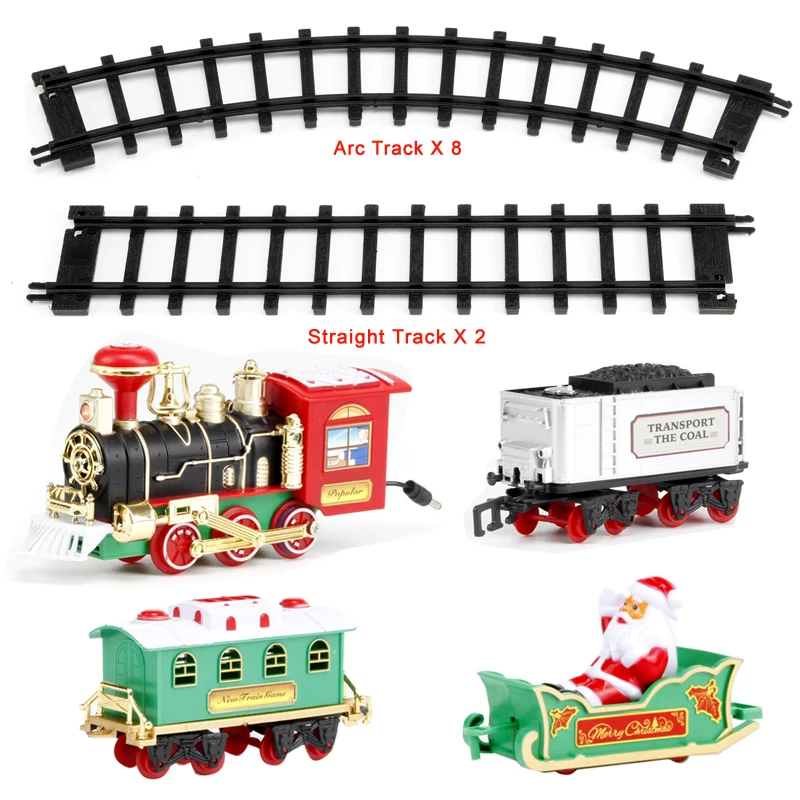 

Christmas Electric Rail Car Series Classic track Smoke Train With Light Sound Effects Toys For Children Christmas Gifts