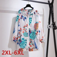 large size women colorful leaves floral sun protective clothing woman clothes loose plus size coat female