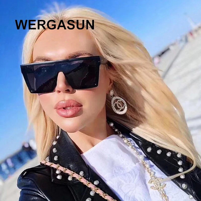 WERGASUN с плоским верхом негабаритные солнцезащитные очки квадратными линзами