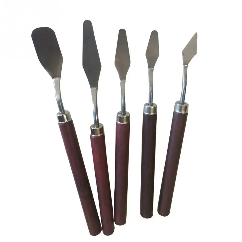 

5Pcs Professional Stainless Steel Spatula Kit Palette for oil painting Fine Arts Painting Tool Set flexible blades #20