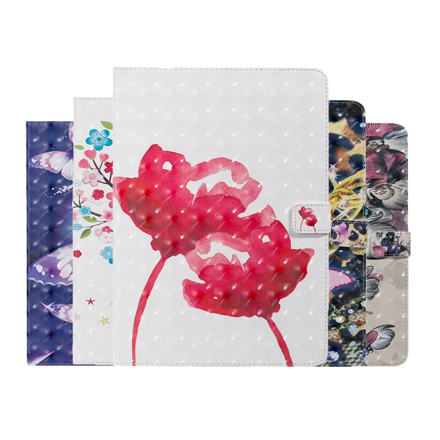 

Новинка, чехол из искусственной кожи с 3D принтом цветов для Samsung Tab A 10,1, 2019, Φ T510, T515, чехол с чехлом + пленка + ручка