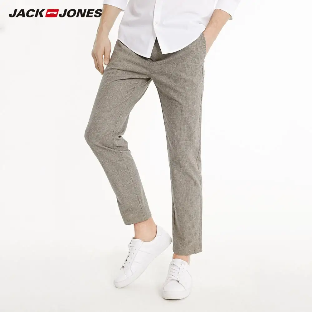 JackJones мужские облегающие деловые повседневные клетчатые льняные укороченные