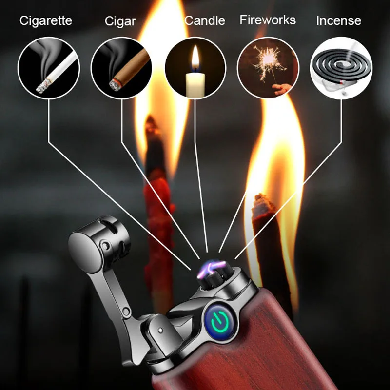 

Creative Sandalwood Windproof Cool Lighter Wood Luxury Cigarette Encendedor USB Rechargeable Flameless Veiper Eletronico Plasma