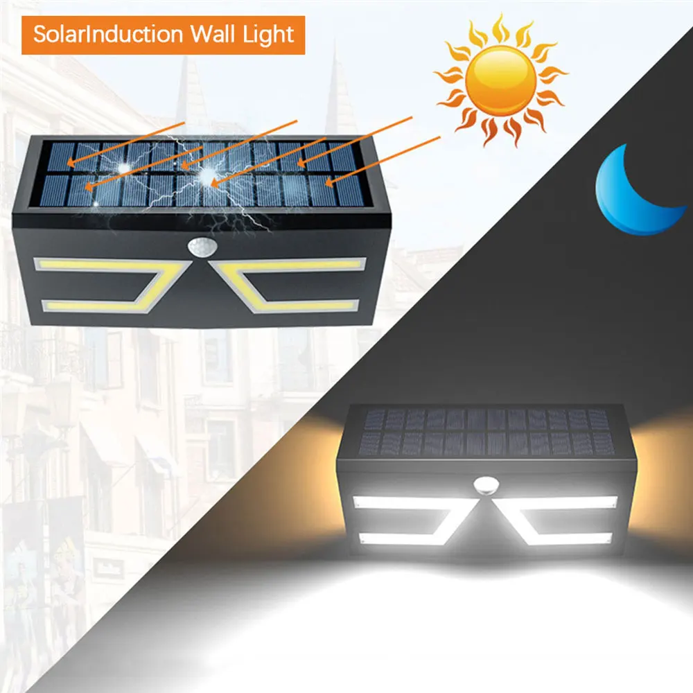 

COB LED Solar Light Outdoor Solar Lamp Human Body Induction Wall Lamp Waterproof Solar Powered Sunlight For Garden Decoration