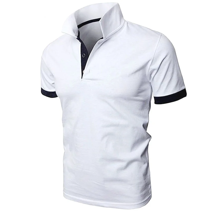 Рубашка-поло мужская с коротким рукавом облегающий топ отложным воротником