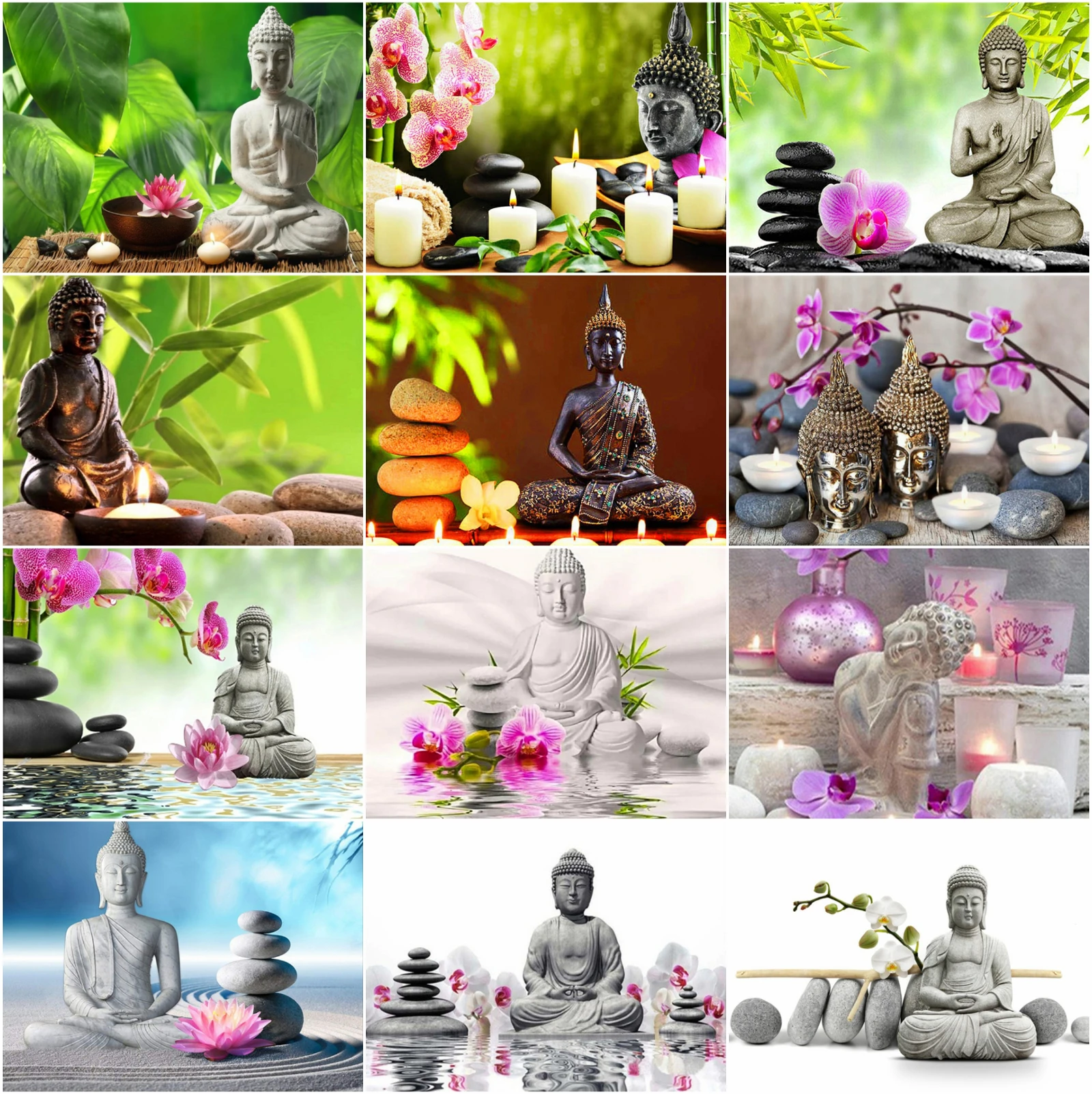 5D полный дрель алмазов картина Орхидея Будда камень Алмазная Вышивка Набор для