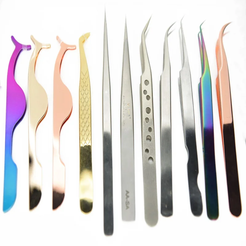 

1Pcs False Eyelash Tweezers Fake Eye Lash Applicator Eyelash Extension Curler Nipper Auxiliary Clip Clamp Makeup Forceps Tools