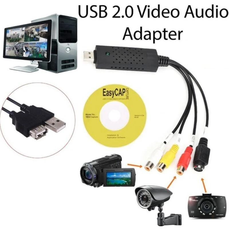 Адаптер захвата видеосигнала USB 2 0 ТВ DVD VHS DVR карта Видео устройство с поддержкой